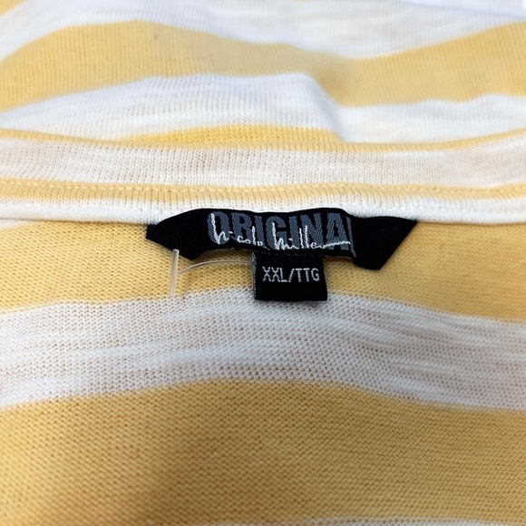 Nicole Miller Stripe Tee t-shirt Tank Top Yellow V-Neck Short Sleeve Hi Low NWOT - Picture 11 of 13